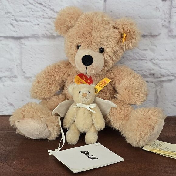 Other - Lot of‎ 2 Steiff Bears 11" Fynn #111471 & 3" Mohair Engelchen #039874
